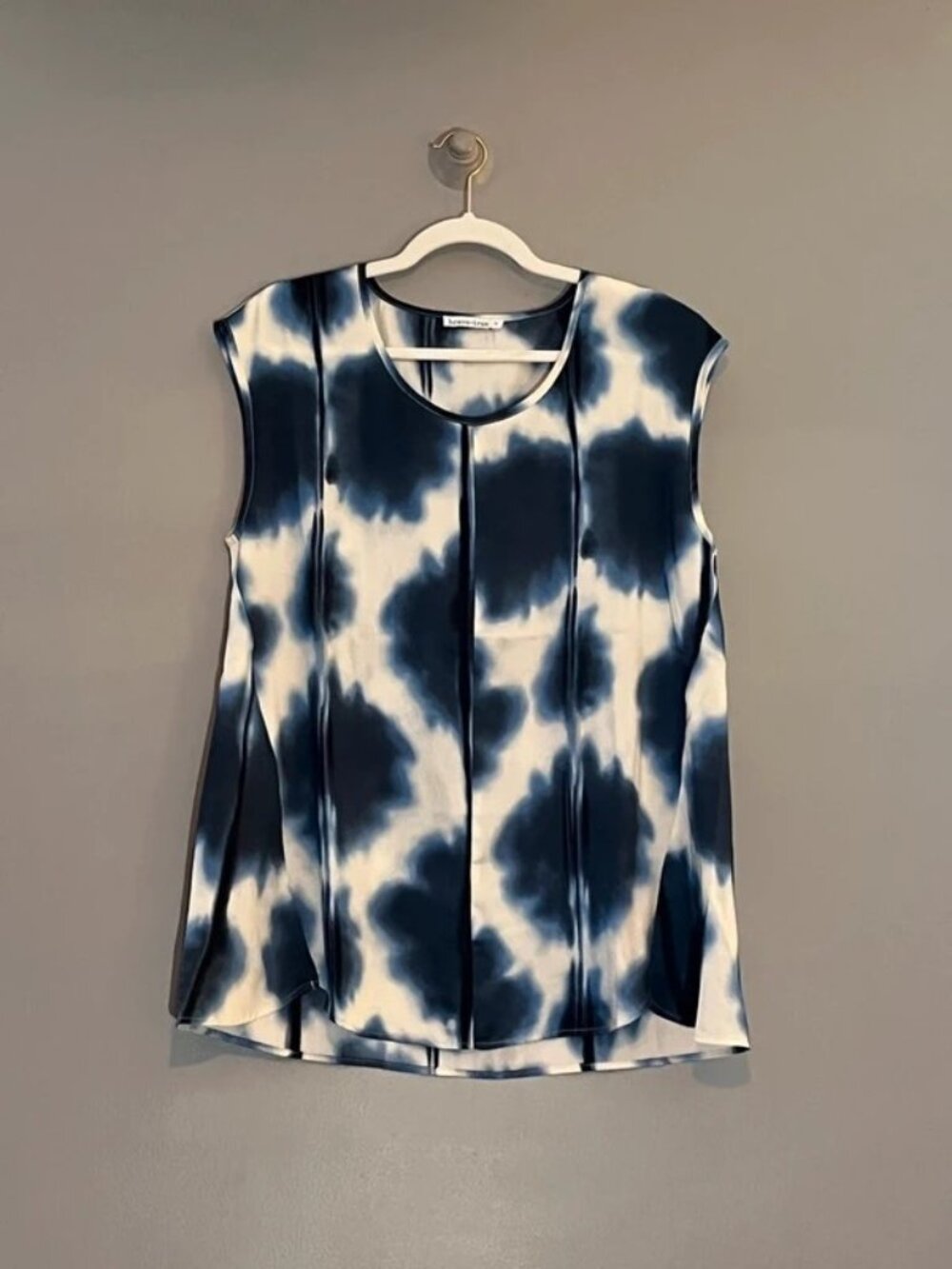 Brave + True blue and white Miona cap-sleeve top